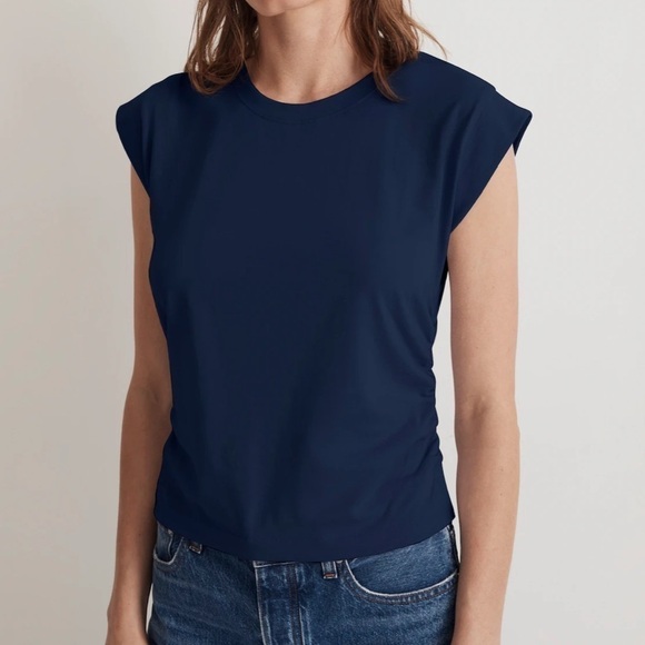 Madewell Side-Cinch Muscle Tee in Dark Nightfall size XXS NWT NJ787 - Picture 4 of 11